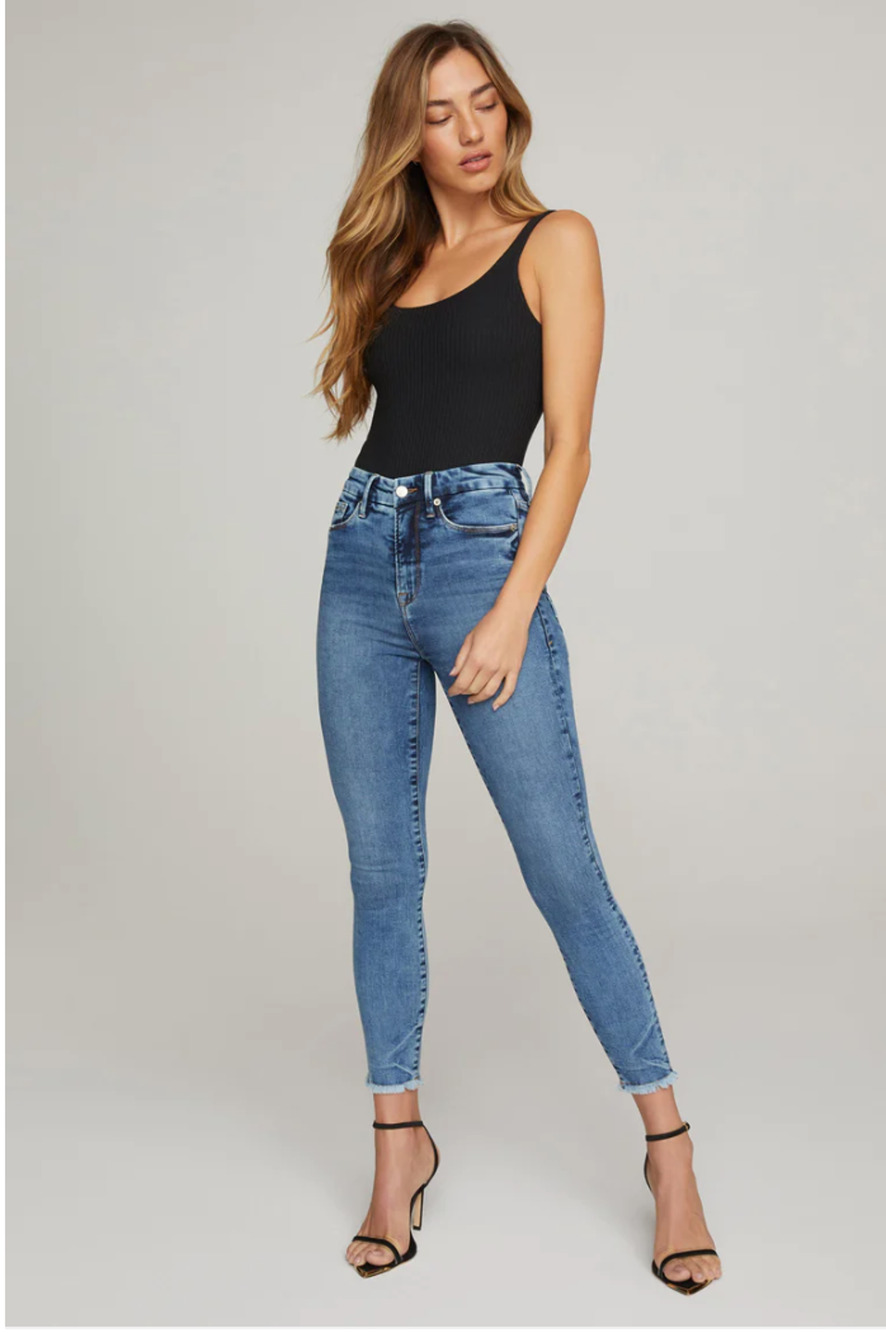 GOOD AMERICAN NWT Good Waist Crop Denim Jeans in Blue633 // 0